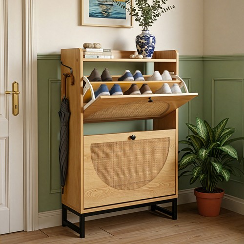 Rattan shoe storage - shoe, cabinet