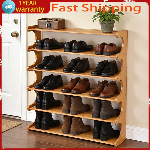 6tier wooden shoe - wooden, rack